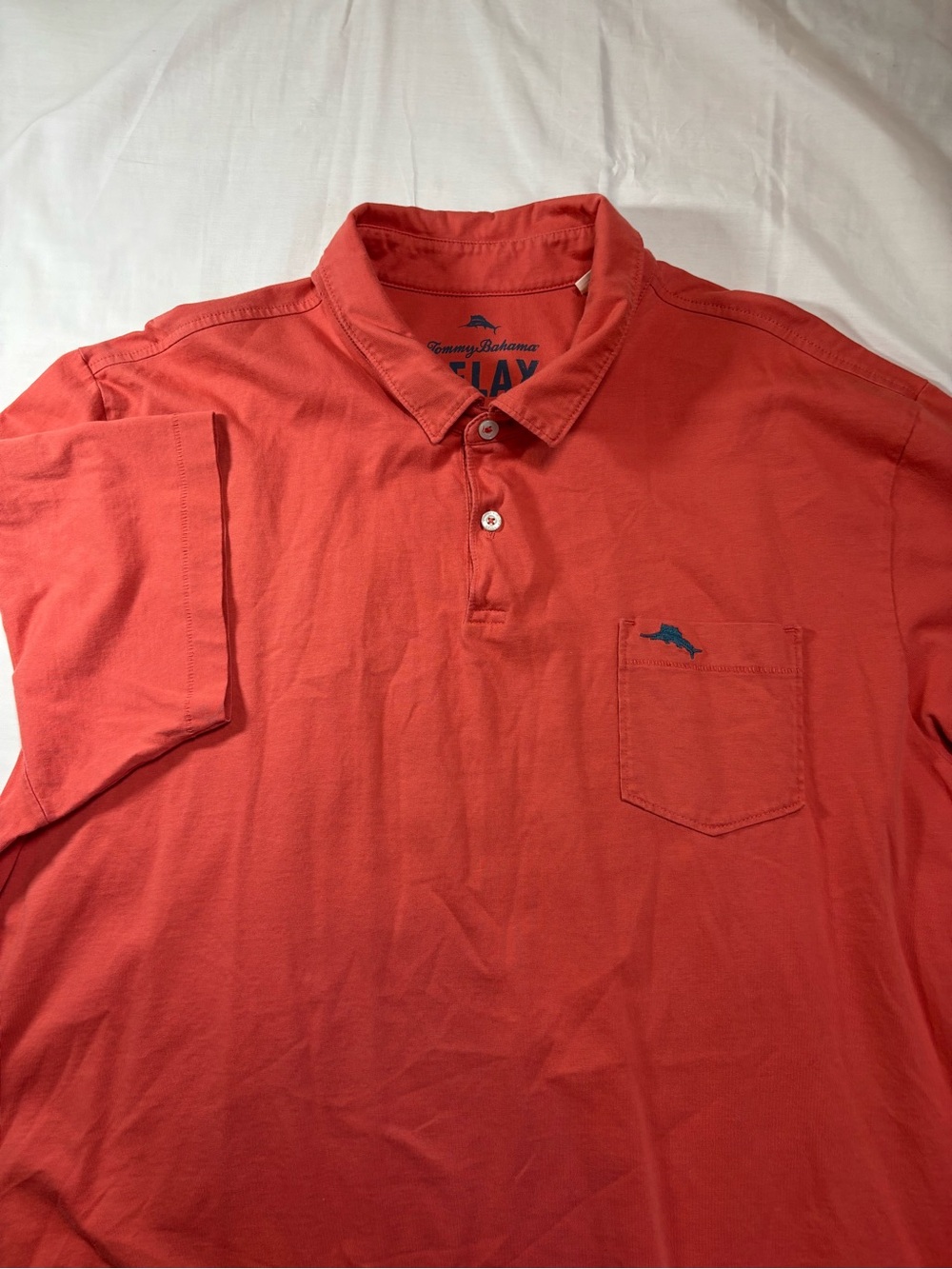 Tommy Bahama Coral Red Short-Sleeve Polo with Chest Pocket